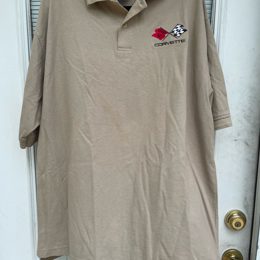 Corvette Embroidered Polo Shirt in Khaki - Picture 5 of 5